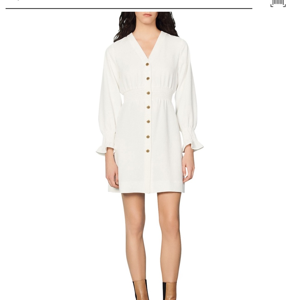 Sandro Lylie button front white dress